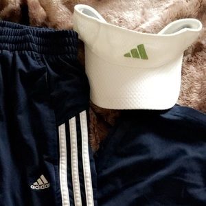 Retro Adidas Visor w/ Light Green Stripes